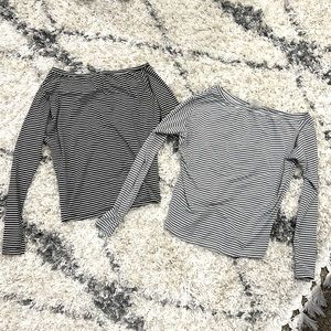 Lot of 2 DYI off the shoulder athleisure tops XS